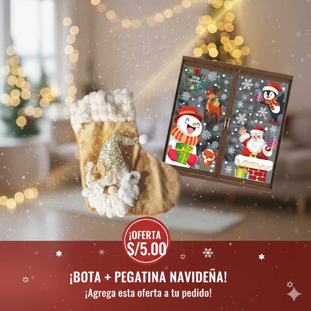 BOTA NAVIDEÑA + PEGATINA NAVIDEÑA PARA VENTANAS